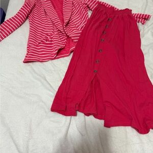 Chic Red Button-Front Maxi Skirt